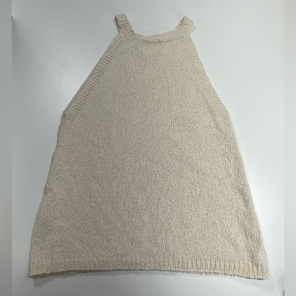 Anthropologie Maeve Cotton Knit Halter Cream Beige Tank Top XS - Picture 8 of 11
